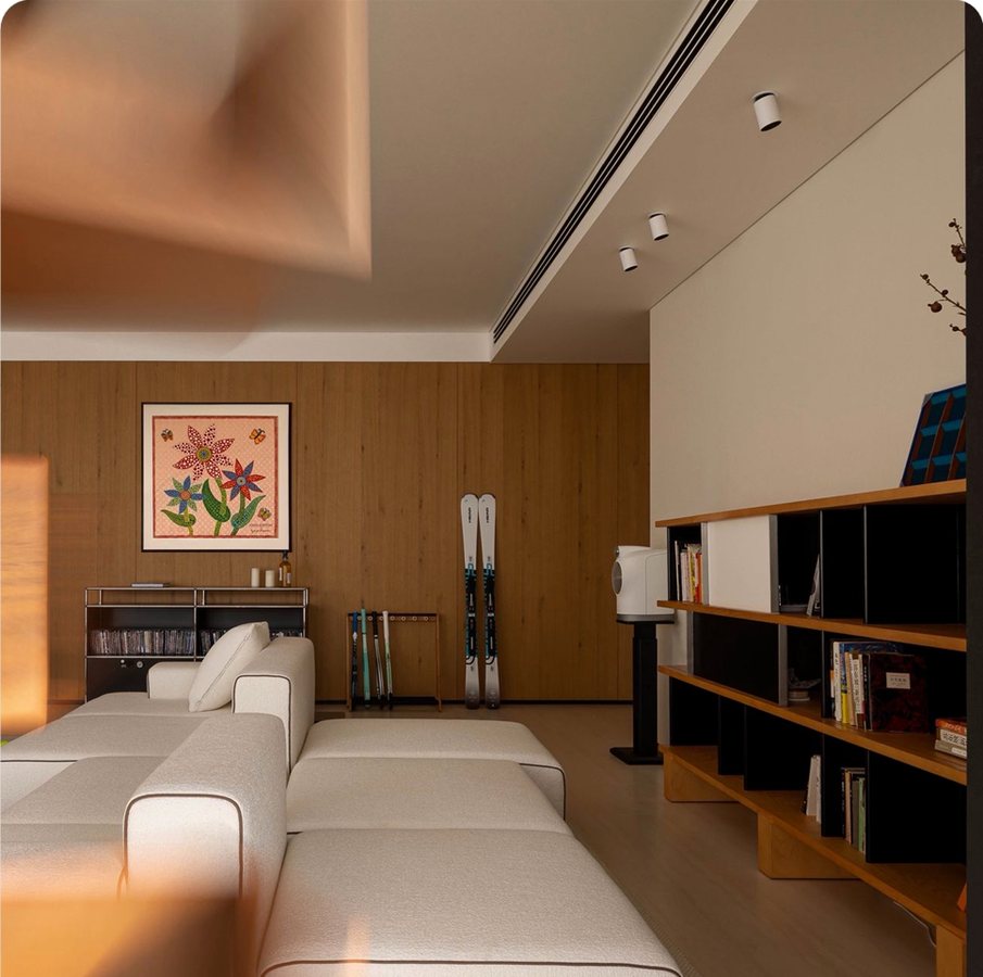 Natural wood interior rendering example